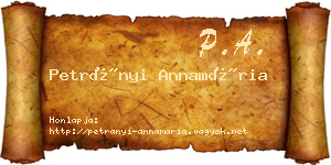 Petrányi Annamária névjegykártya