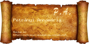 Petrányi Annamária névjegykártya